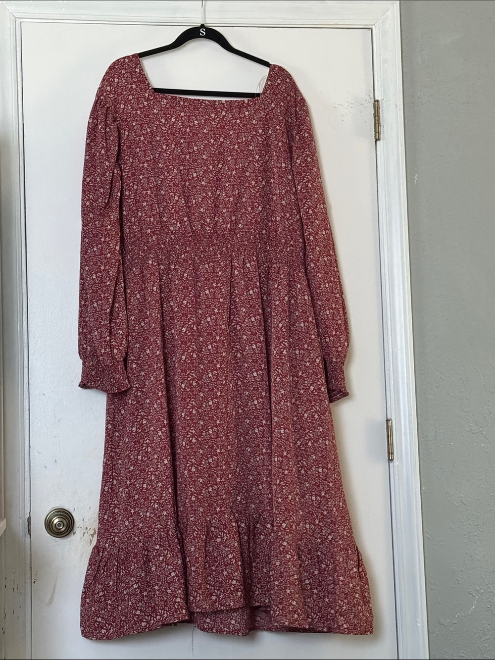 Hayden Dusty Rose Floral Square-Neck Long Sleeve Midi Dress - Picture 1 of 6